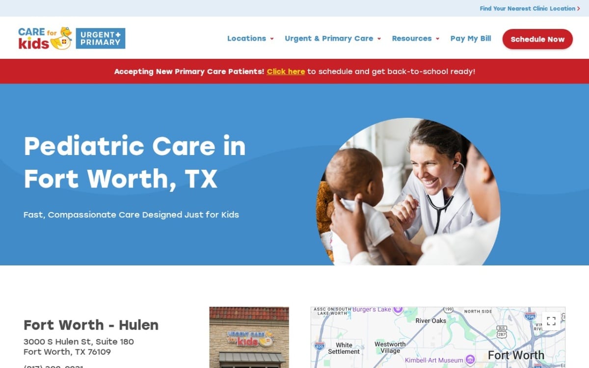 Urgent Care for Kids | Fort Worth - Hulen urgent care clinic website homepage