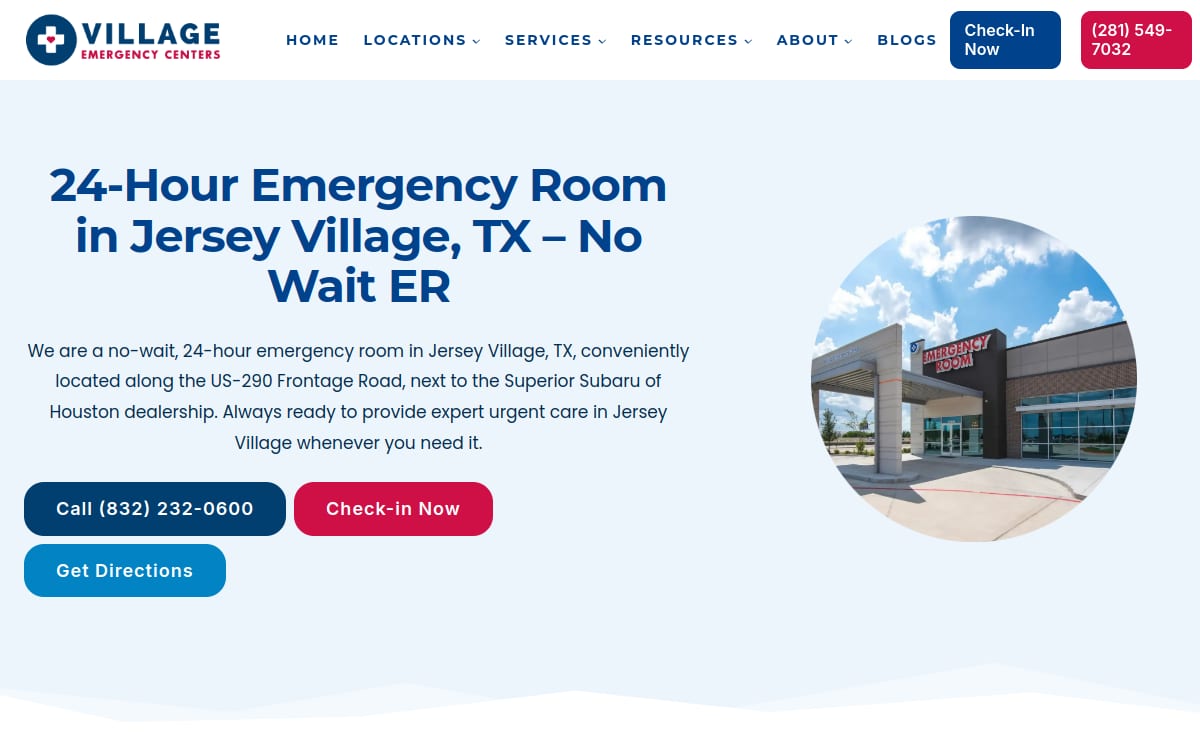 Village Emergency Room & Urgent ER Care Clinic - Jersey Village urgent care clinic website homepage