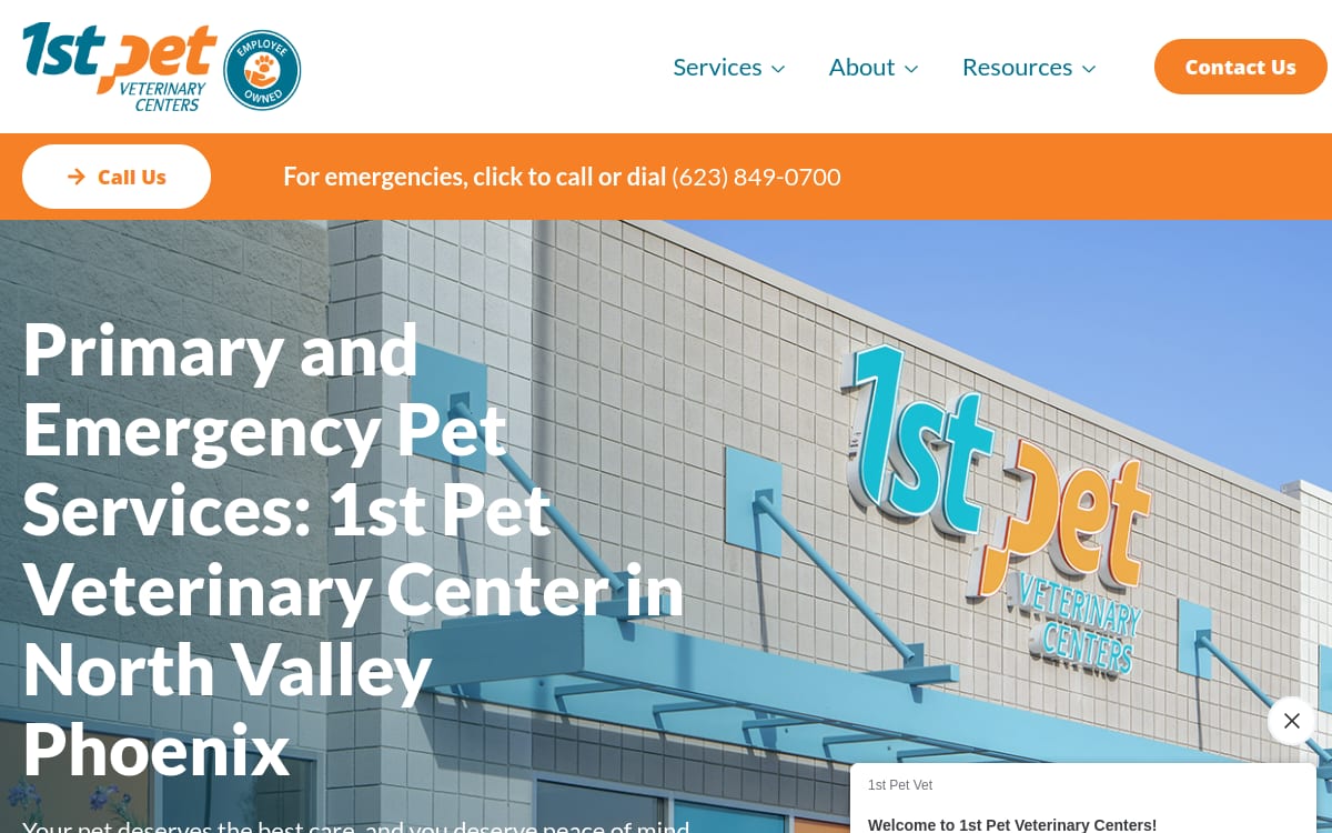 1st Pet Veterinary Centers - North Valley veterinarian website homepage