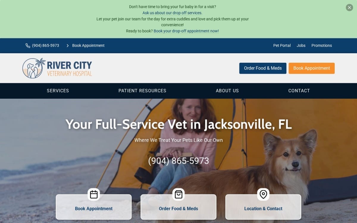 River City Veterinary Hospital veterinarian website homepage