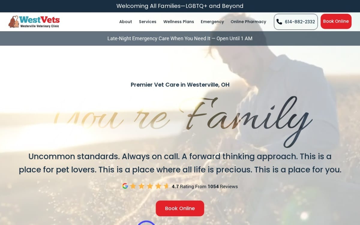 Westerville Veterinary Clinic veterinarian website homepage